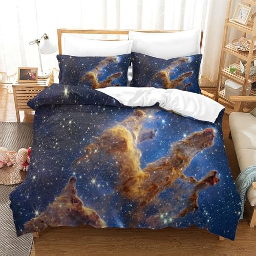 Parure de lit espace 135x200cm avec housse de couette microfibre 3D pour lit simple - 3