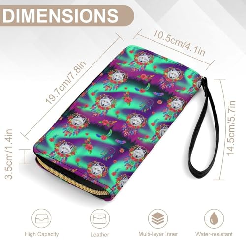 Cool Wallets for Men, Dream Catcher Boho Wolf, Portable Multi-functional Phone Clutch, Soft Durable Multi Pockets Wallet for Work, Shopping2