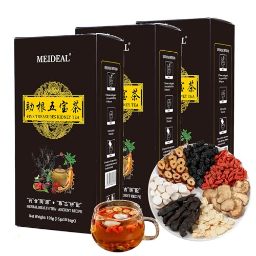 Ginseng Five Treasures Tea Kidney Tea, Ginseng Six Treasure Traditional KidneyTea for Men and Women, 7 Precious Ingredients Formula, Chinese Herbal for Kidney (3 Boxes-30 bags)