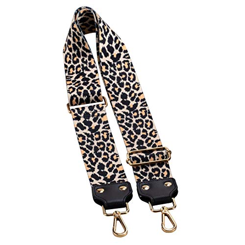 ZANQANO Adjustable Replacement Crossbody Strap Purse Guitar Style Jacquard Woven Embroidered Handbag Straps (Leopard)