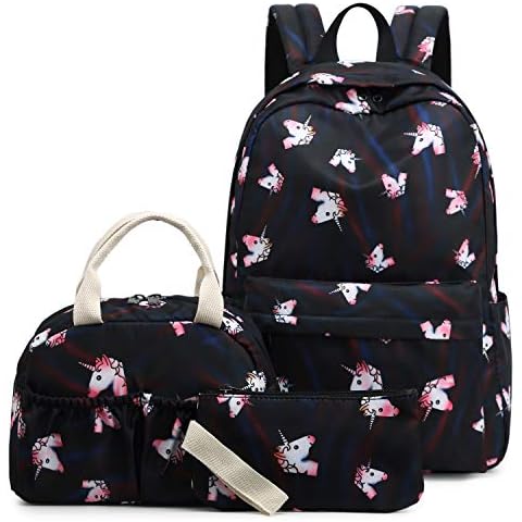 FLYMEI Cute Unicorn Backpack for Girls, Bookbags for School 15.6 Inch Laptop Backpack for Women, School Backpack with Lunch Box Cover