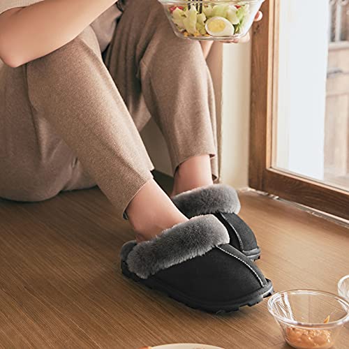 WaySoft Genuine Australian Sheepskin Women Slippers, 100 Shearling Hard Bottom Slippers for