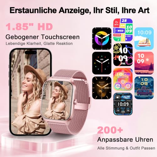 LODIMEKE Smartwatch Blutdruckmessung,1.85“ Fitnessuhr Herren Damen – Ansicht 5