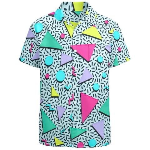 Artsadd 80s Outfit for Men Hawaiian Shirt 90s Shirts Button Down Retro 80's Themed Party Outfits Disco Costume Beach Clothes L Cover