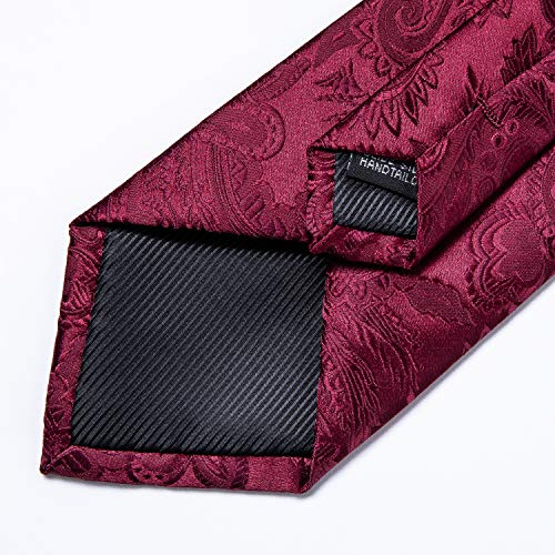 Image of DiBanGu Silk Ties for Men Necktie and Lapel Pin Brooch Set Formal Woven Paisley Plaid Striped Solid Tie Wedding Party