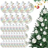Blurap Christmas 60PCS Iridescent Ornaments Balls Multisize Christmas Clear Ornament Balls Clear Plastic Ornaments Ball for Xmas Tree Halloween Plastic Ornament Ball for Wreath Wedding Party