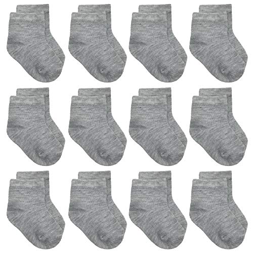 WAFUNNE Baby Socks for Toddler Boys Girls Cotton Crew 3-5T 12 Pairs Gray G0L