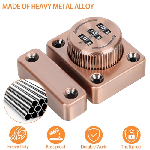 Image of Alise Password Gate Latch Slide Bolt Latches Lock,Safety Double Sided Gate Hardware Locks,MSS002-R Red Antique Copper
