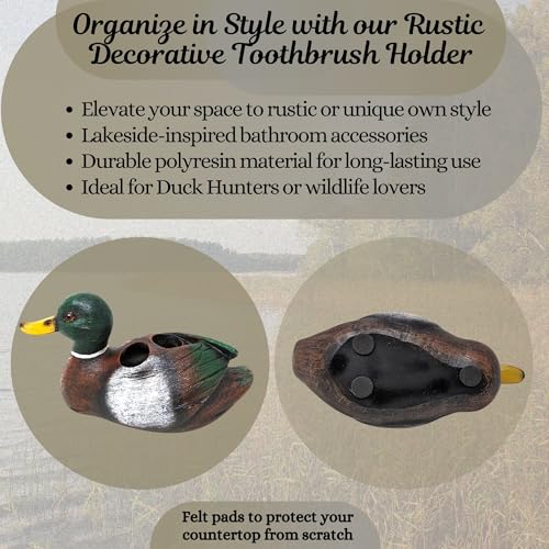 BestGiftEver Mallard Duck Freestanding Toothbrush Holder - Lakeside-Inspired Bathroom Accessories - Ideal for Duck Hunters and Lakehouse Lovers by BestGiftEver - Used condition - Image 2