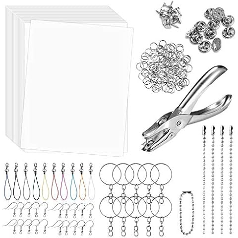 Rainmae 181pcs Heat Shrink Plastic Sheets Pack, Shrinky Art Crafts Set Include 25 PCS Blank Shrinky Art Film Paper with 155pcs Keychains Accessories for DIY Ornaments or Creative Craft Cover