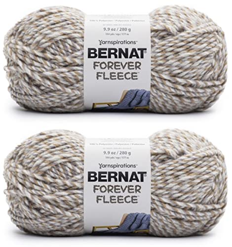 Image of Bernat Forever Fleece Natural Yarn - 2 Pack of 280g /9.9oz - Polyester - 6 Super Bulky - 194 Yards - Knitting /Crochet