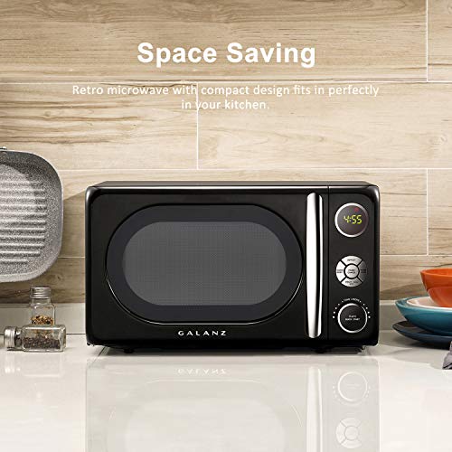 Galanz Glcmka07Bkr-07 Microwave Oven, Led Lighting, Pull Handle Design, Child Lock, Retro Black, 0.7 Cu Ft #TOP3