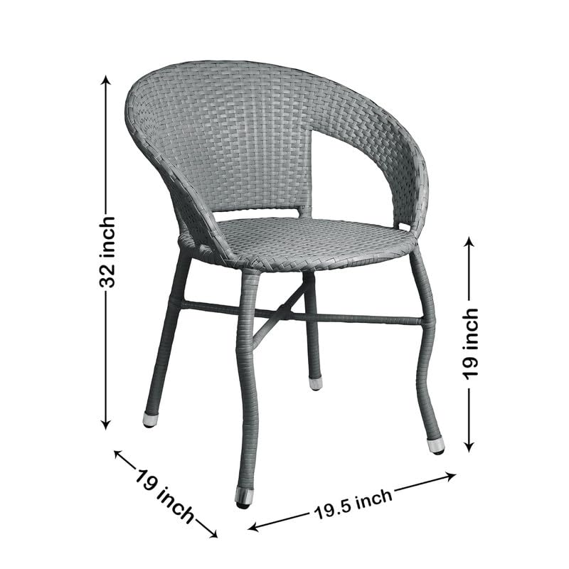 Image of Amazon Brand - Solimo Rattan and Wicker Garden Patio Seating Chair and Table Set Outdoor Balcony Garden Coffee Table Set Furniture with 1 Square Glass Top Table and 2 Chairs Set for Home (Grey)
