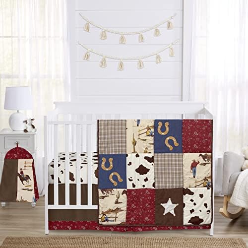 Sweet Jojo Designs Wild West Western Horse Cowboy Baby Boy Bedding 4 Piece Crib Set