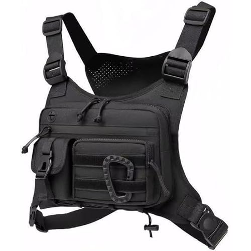 BBPNG Chest equipment bag - Nylon 27 × 17 × 5CM black military vest bag, suitable for outdoor/hunting EDC equipment