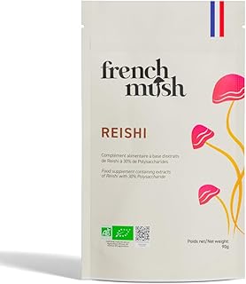 Doypack Poudre Reishi Bio - 90g Vegan - Apaisant, Qualité du Sommeil Réparateur, Relaxation - Se Mélange à Alimentation ou Boisson - Extrait Reishi Bio Poudre Testé en Laboratoire - Fabriqué en France