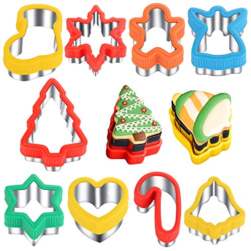 ETERSION Christmas Cookie Cutters 2' to 3.5' 9 Pieces Cookie Cutters Christmas Shapes