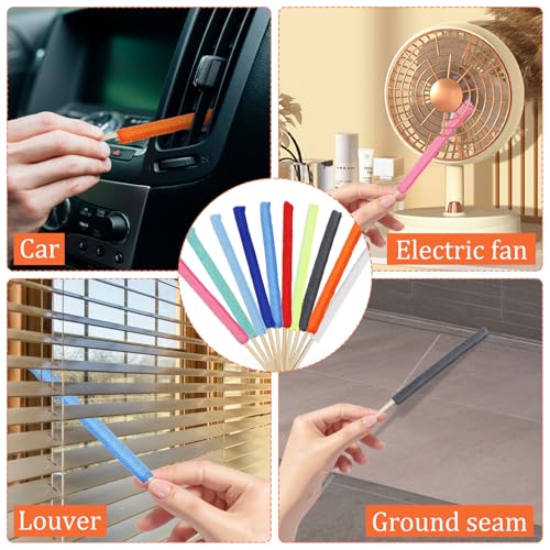 Image of 10 Pcs Microfiber Detail Duster Sticks, Crevice Cleaning Tools, Car Air Vent Cleaning Tools, Mini Cleaning Dusters