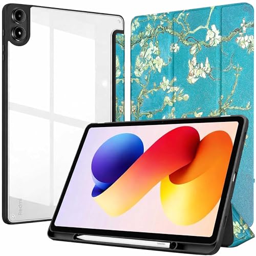 Image of ProElite Cover for Xiaomi Redmi Pad 2 Pro 12.1 inch Cover Case, Smart Flip Case Cover for Xiaomi Redmi Pad 2 Pro 12.1 inch with S Pen Holder, Flowers [Transparent Back]