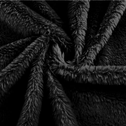 Image of Shaggy Faux Fur Fabric, Super Soft, 6 X 5 Feet (Black)