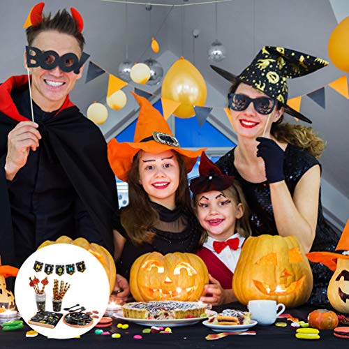 NUOBESTY Feestservies Voor Halloween | Inclusief Bord Kartonnen Beker Papieren Handdoek Zwarte Lepel Vork Banner Rietje… - Image 6