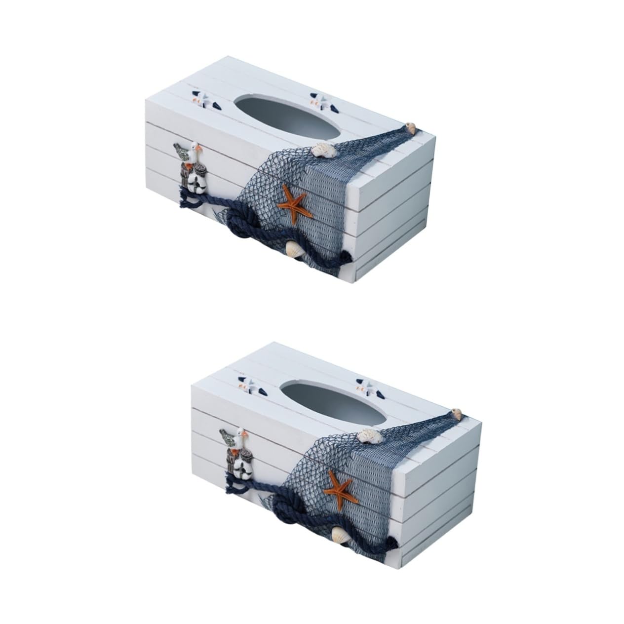 PRETYZOOM Caja De 2 Uds Caja De Pañuelos De Viento del Océano Dispensador De Servilletas Servilletas De Papel Servilletero Náutico Decorativo Dispensador De Toallas De Papel