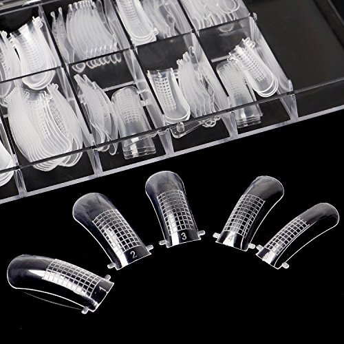 ECBASKET 500 PCS Stiletto False Nails Short Acrylic Nail Tips 10 sizes Full Coverage Fake Nails (100PCS Nail Forms)