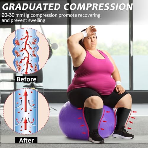 Image of Ailaka Zipper Compression Socks for Women Men, 20-30 mmHg Open Toe Compression Socks Knee High, Ted Hose Compression Stockings for Edema, Varicose Veins