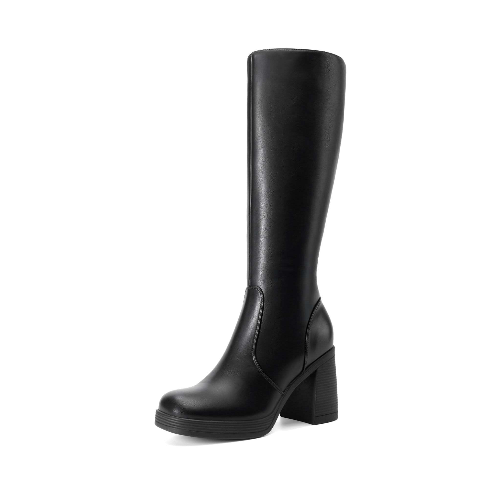DREAM PAIRS Knee High Boots for Women Platform Square Toe Chunky Block Heeled Stylish Comfortable Tall Boots with