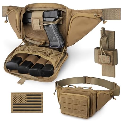 WYNEX Sac Banane Tactique Homme Sacoche Arme de Poing Discret avec Sangle Réglable, Sert Également Sacoche à Bandoulière Antivol sur La Poitrine pour Usage Quotidien Cyclisme Randonnée Sport - Kaki
