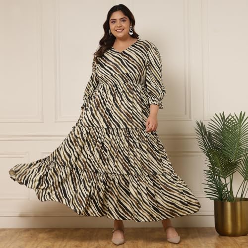 Image of DEEBACO Women's Rayon Wrap Fit and Flare V-Neck Maxi Dress for Woman Festive Fancy|Casual Outfit|Trending Stylish Long One Piece Dresses Women Western (Multicolor)