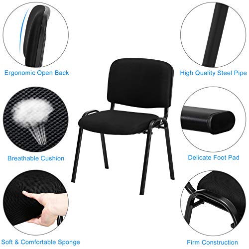 Image of VINGLI Black Mesh Chairs - 10-Pack Stackable Armless Chairs for Office, Church, Conference & Meeting Rooms