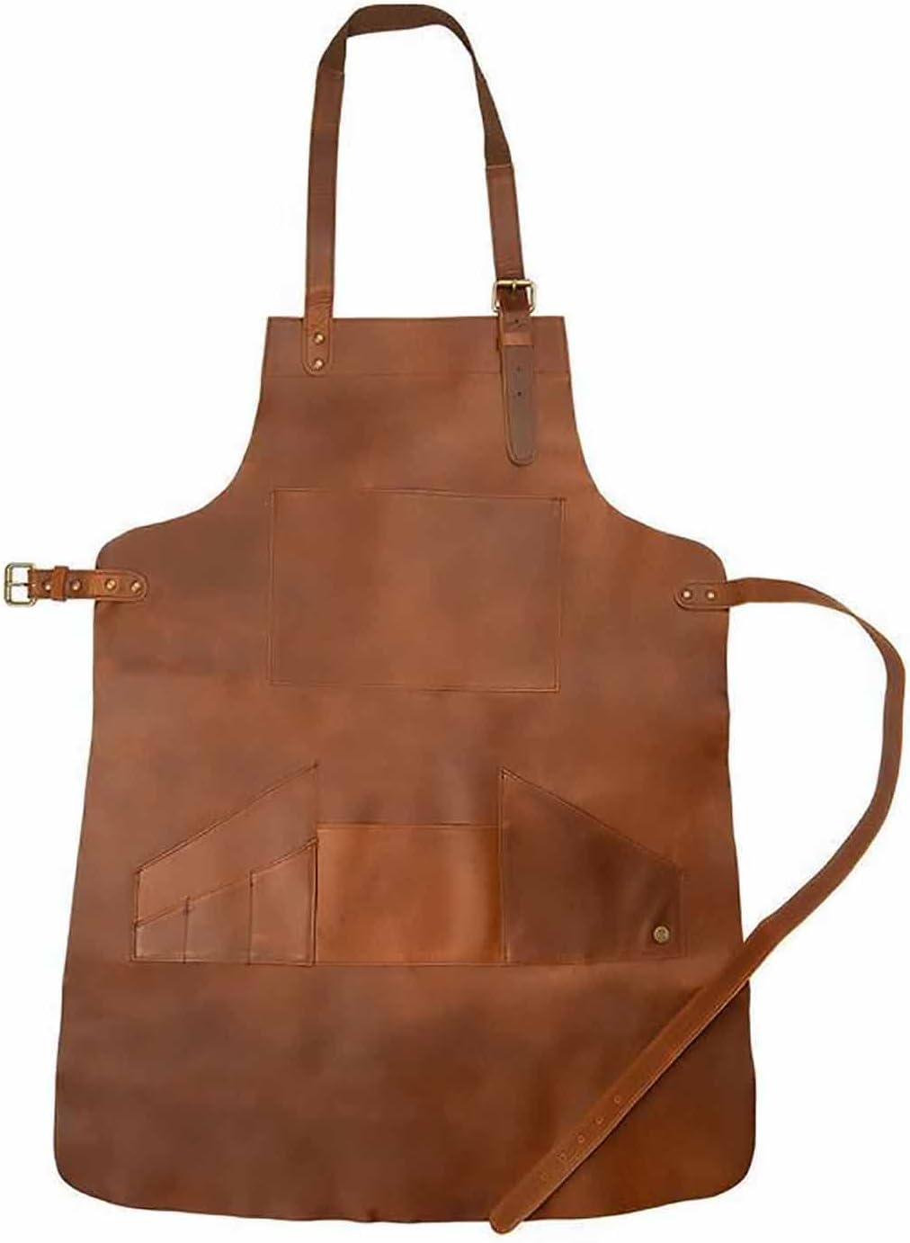 エプロン牛革 溶接用 革エプロン オレンジ/牛革製エプロン/丈85x幅57cm