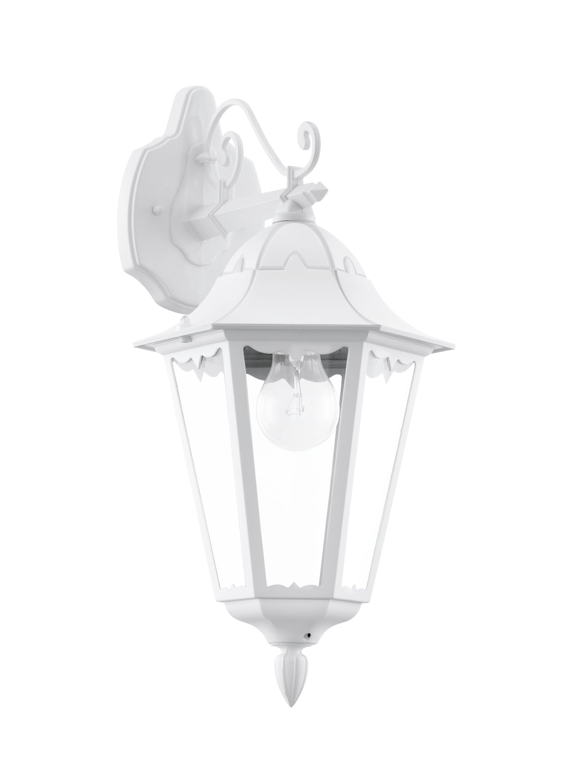 Eglo Lampada da parete esterna Navedo, lampada da esterno a 1 | fiamma, applique in alluminio pressofuso e vetro, colore bianco, portalampada E27, IP44