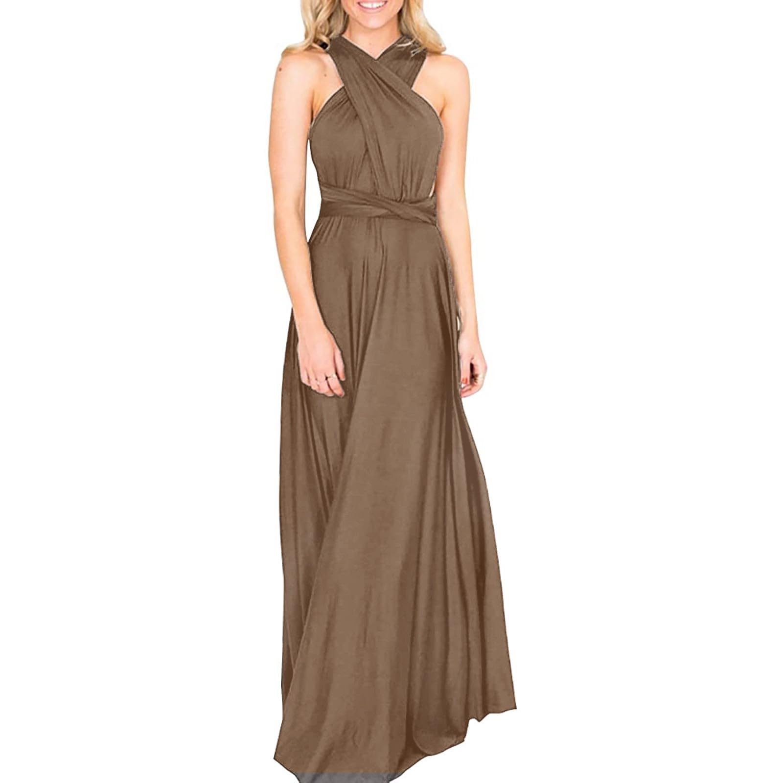 Vestido Largo de Vendaje Sexy sin Espalda con Cuerda para Mujer