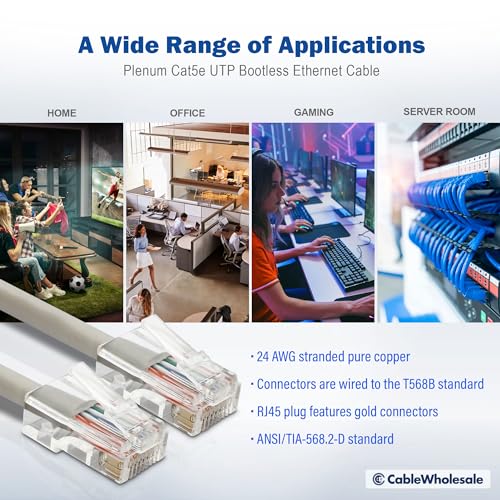 Cable Ethernet Patch Cat5e Plenum 25 pies Gray miniatura 6