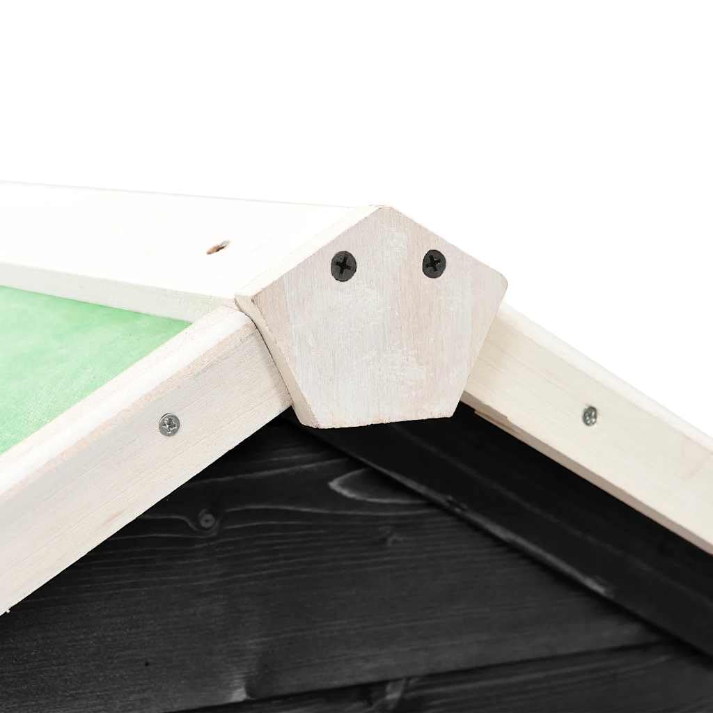Conejera gris y blanca 140 x 63 x 120 cm – Conejera de dos pisos de madera de abeto con rampa y bañera extensible – Jaula para animales pequeños para roedores y conejos