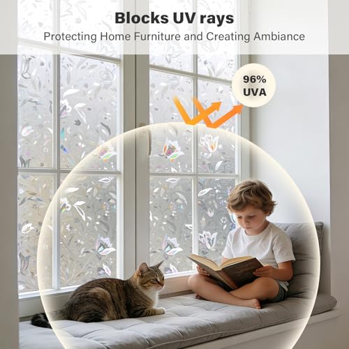Película para ventana con patrón tulipán y privacidad miniatura 3