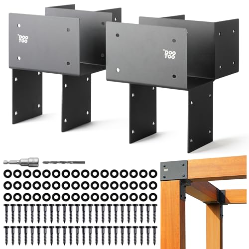 DOOTOO 4pcs 6x6(Actual Post/5.5"x5.5" Beams/5.5"x5.5") Post Cap Tie Bracket, Heavy Duty Stainless Steel Wood Beam Support Bracket, Corner Post Brackets for Pergolas, Gazebos, Decks and Porches(Black)