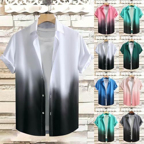 Cambkatl Men's Gradient Hawaiian Shirts Casual Short Sleeve Button Down Lapel Summer Beach Loose Bowling Shirt2