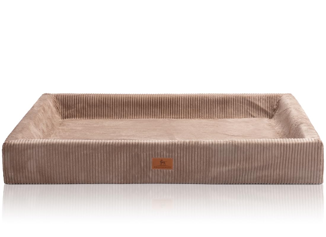 Knuffelwuff orthopädisches Hundebett aus Cord mit Handwebcharakter Santiago M-L 85 x 65cm Braun - Abnehmbarer Bezug - waschbar - für große, mittelgroße und kleine Hunde