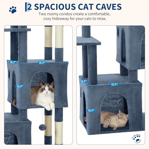 Torre para gatos grande de 61.4 pulgadas con rascadores y camas miniatura 4
