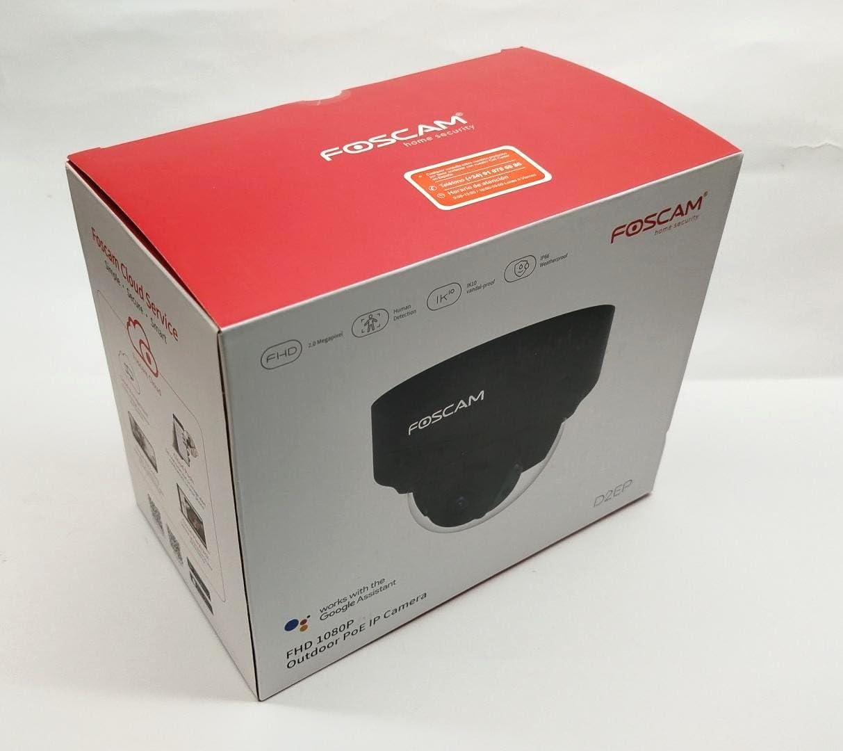 Foscam D2EP PoE IP-Kamera für den Außenbereich, HD, 2 MP, Infrarot, 20 m, Vandalensicherung, IK10, intelligente menschliche Erkennung, kompatibel mit Amazon Alexa