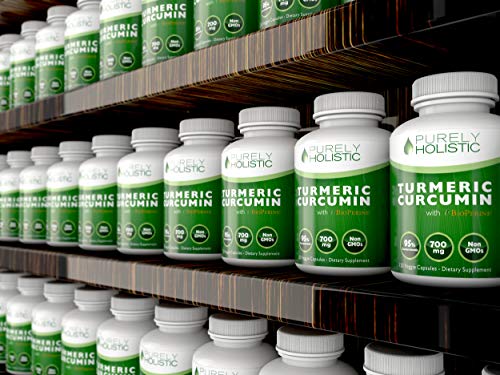 Purely Holistic Turmeric Curcumin 120 Veg Caps With Bioperine, 700Mg, 95% Curcuminoids #TOP6