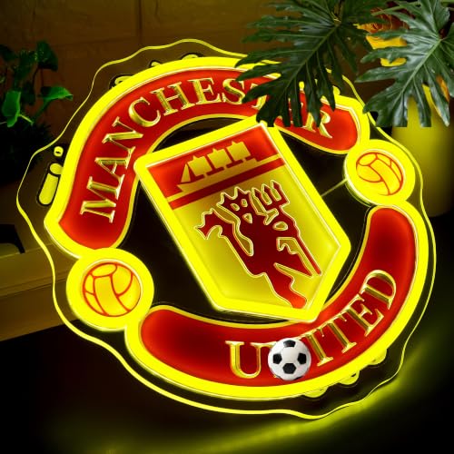 Image of Football Neon Sign for Wall Decor Soccer Team Logo LED Light for Man Cave