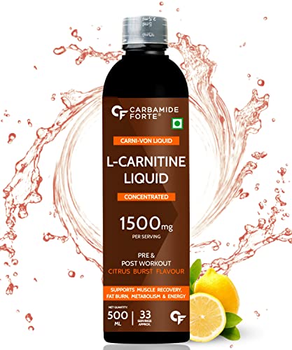 Image of Carbamide Forte L-Carnitine Concentrated Liquid with 1500mg Per Serving- 33 Servings -500ml & Carbamide Forte L Arginine Powder with Beetroot 3000mg - Masala Watermelon Flavour - 90g