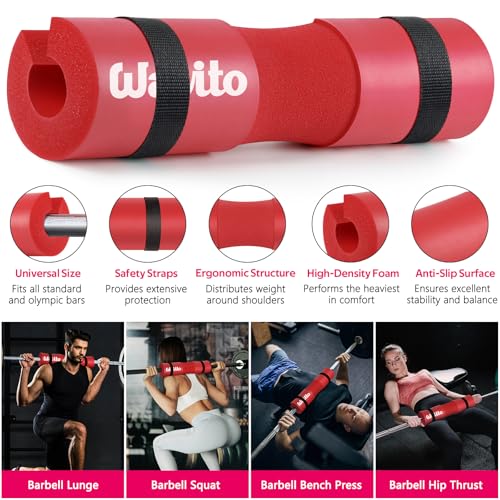 Image of WALITO 8Pcs Barbell Pad Set for Hip Thrust - Squat Pad,Gym Accessories for Women with Bar Bad,Bench Press, with Gym Ankle Straps,Resistance Bands for Working Out,Lifting Strap,Carry Bag