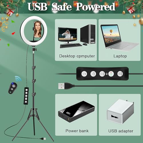LED Ringlicht mit Stativ Handy 10 Zoll - 40 RGB-modi Dimmbare Selfie Licht Ringleuchte Ring Light Lichtring Ringlampe - Handystativhalter mit Lampe für Smartphone Kamera YouTube Vlog Fotografie 6