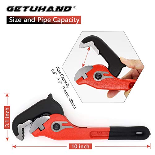GETUHAND 10-Inch Self-Adjusting Rapid Grip Pipe Wrench, Ratchet Plumbing Wrench, Heavy Duty Quick Multi-function Wrench Forceps for craftsman & plumbers - Thumbnail 4