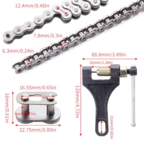 Image of 420 Chain 42 Links + Chain Breaker fit for Coleman CT200U CT200U-EX BT200X Baja Warrior MB200 Massimo Trailmaster Predator 212cc 196cc 6.5hp Mini Bike Parts